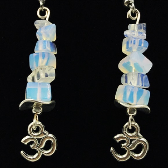 Silverskylight Jewelry - Silver Boho om sign opalite earrings